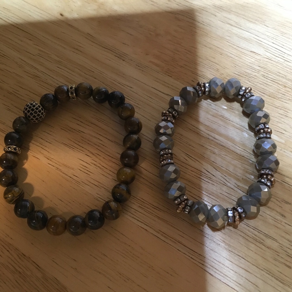 Tiger’s eye and hematite colored stretch bracelets
